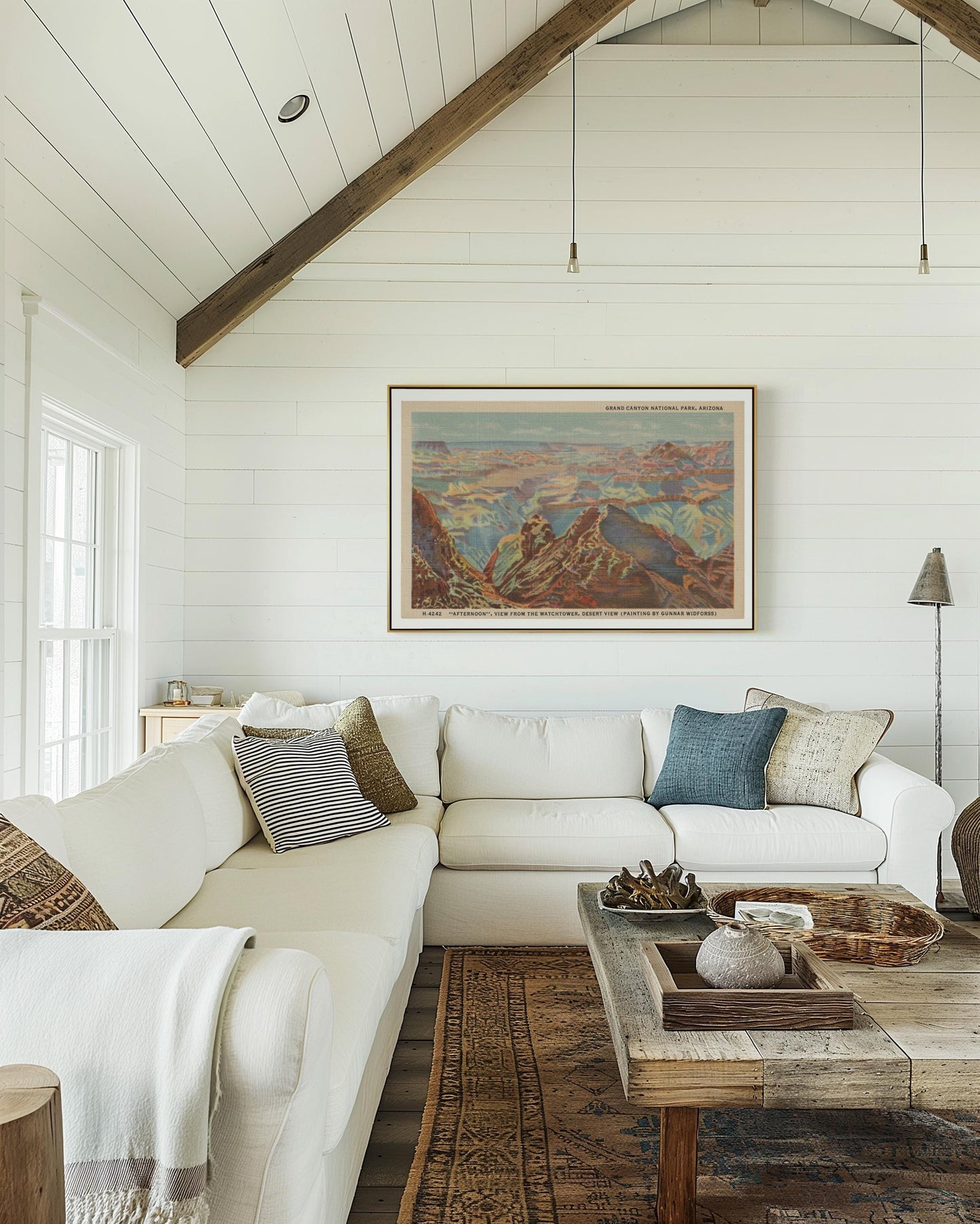 Grand Canyon Landscape Vintage Postcard : Canvas Print