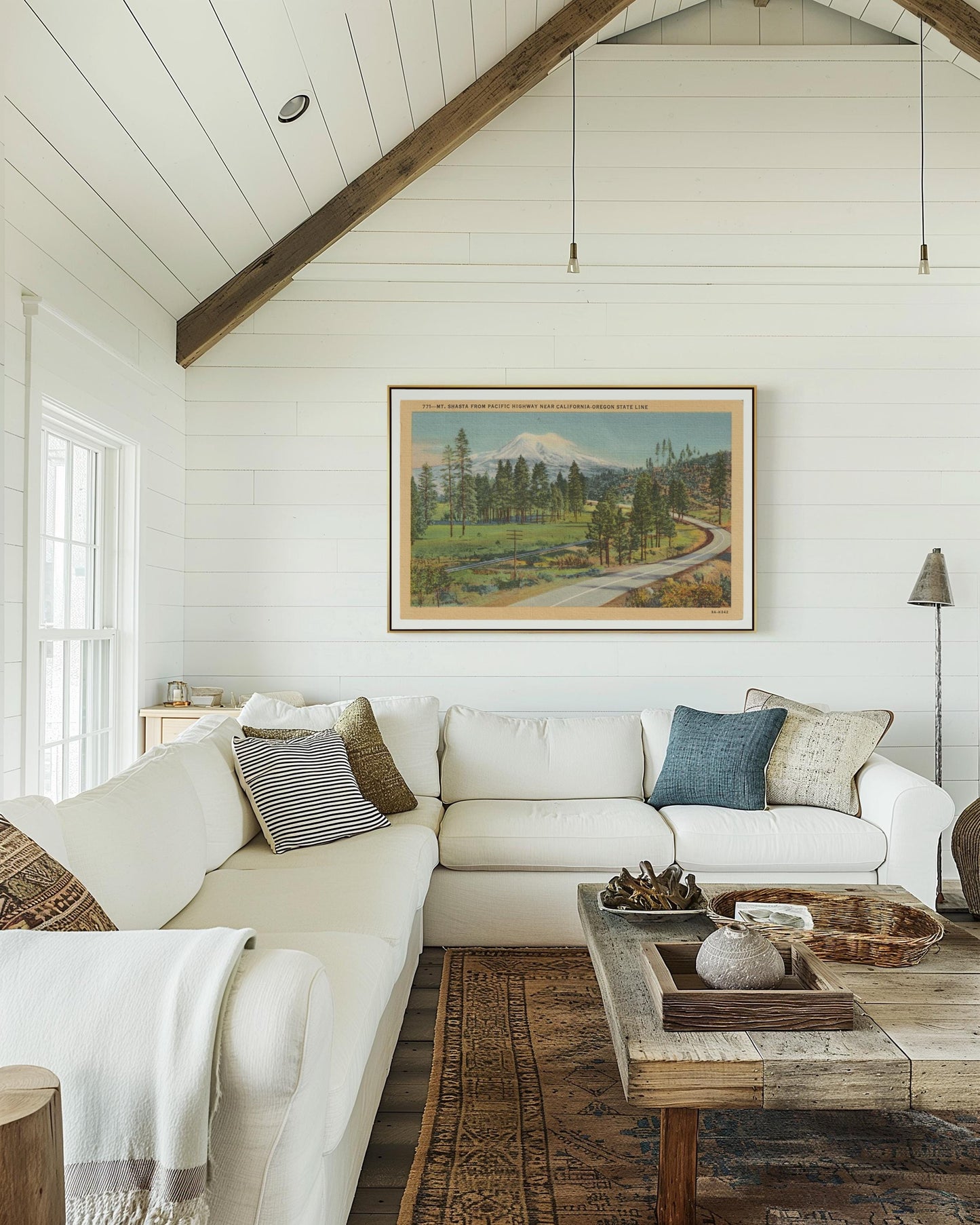 Mt. Shasta Landscape Vintage Postcard: Canvas Print