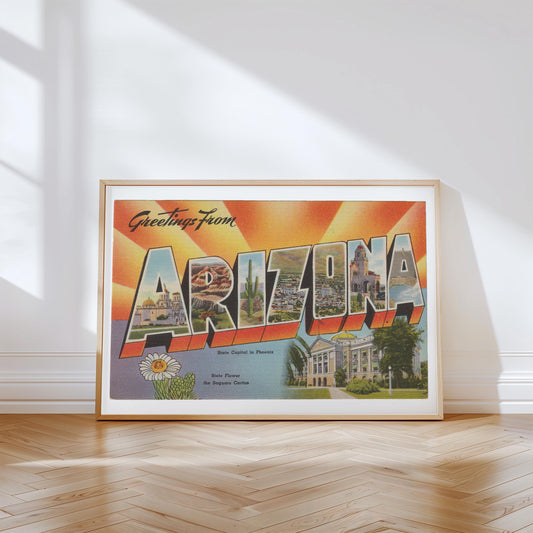 Greetings from Arizona Vintage Large Letter Postcard : Canvas Print