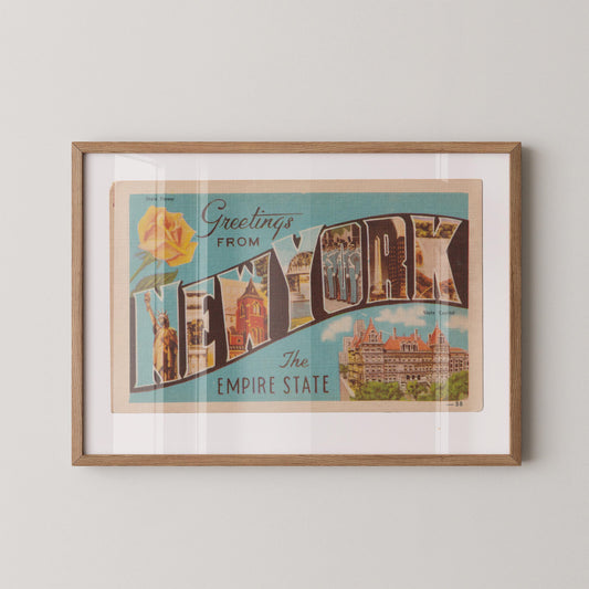 Greetings From New York Vintage Large Letter Postcard: Fine Art Paper Print