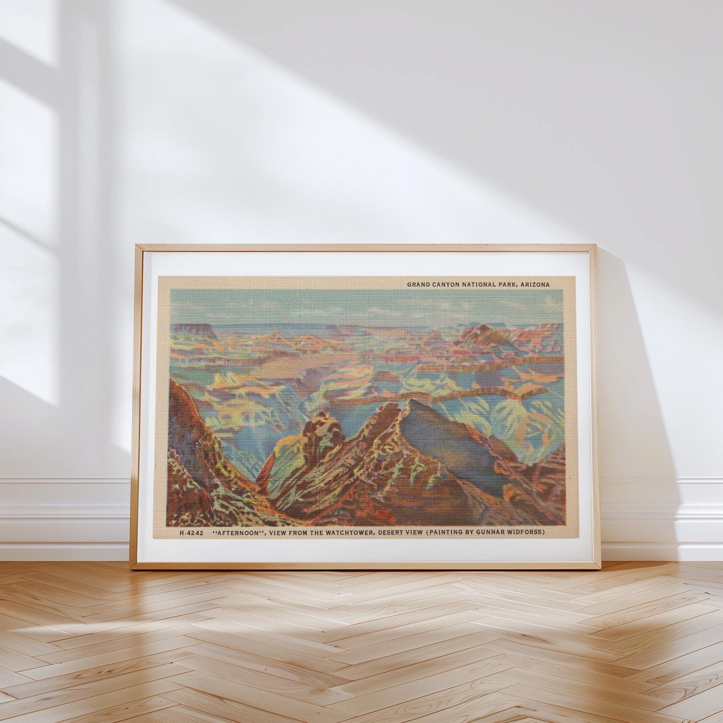 Grand Canyon Landscape Vintage Postcard : Canvas Print