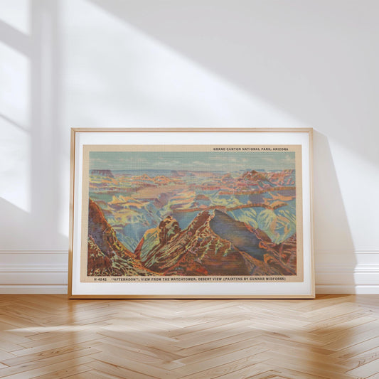 Grand Canyon Landscape Vintage Postcard : Canvas Print