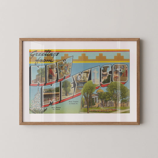 Greetings from New Mexico Vintage Large Letter Postcard: Fine Art Paper Print