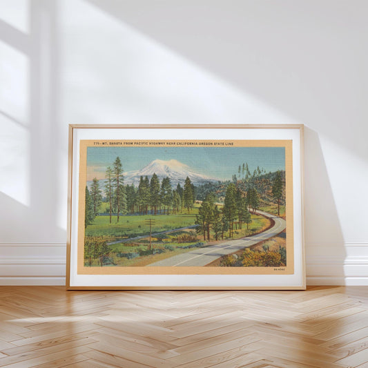 Mt. Shasta Landscape Vintage Postcard: Canvas Print