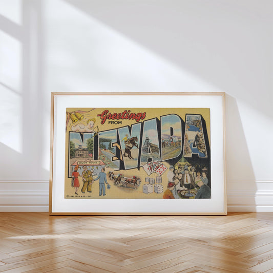 Greetings from Nevada Vintage Large Letter Postcard: Canvas Print