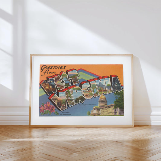Greetings from West Virginia Vintage Large Letter Postcard:  Canvas Print