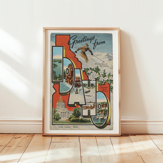 Greetings from Idaho Vintage Large Letter Postcard : Canvas Print