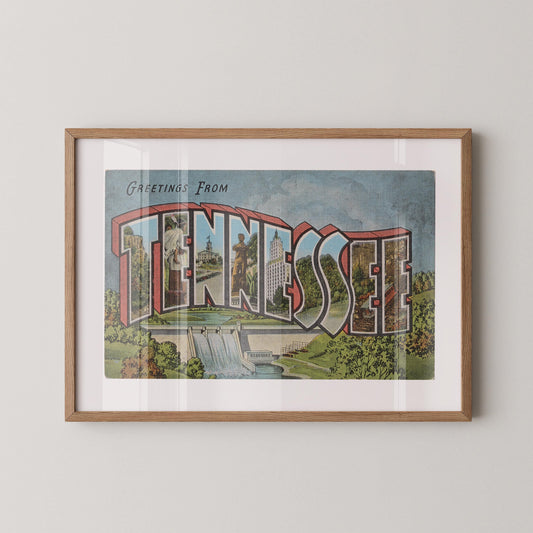 Greetings from Tennessee Vintage Large Letter Postcard: Fine Art Paper Print