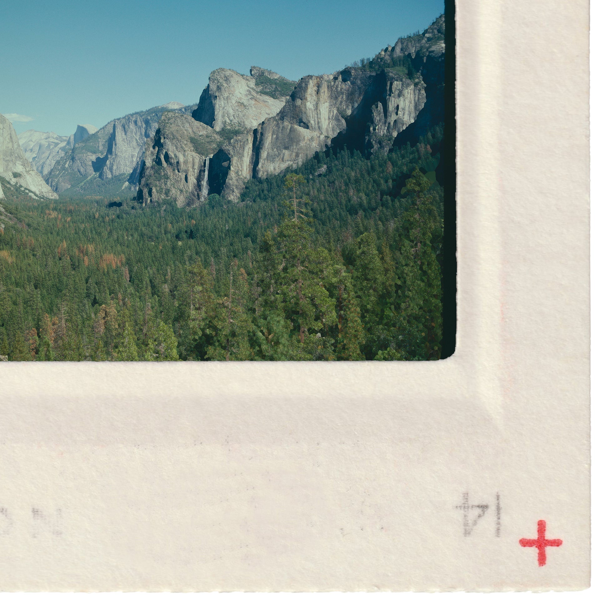 a scenic mountain landscape with a forested area in the background.