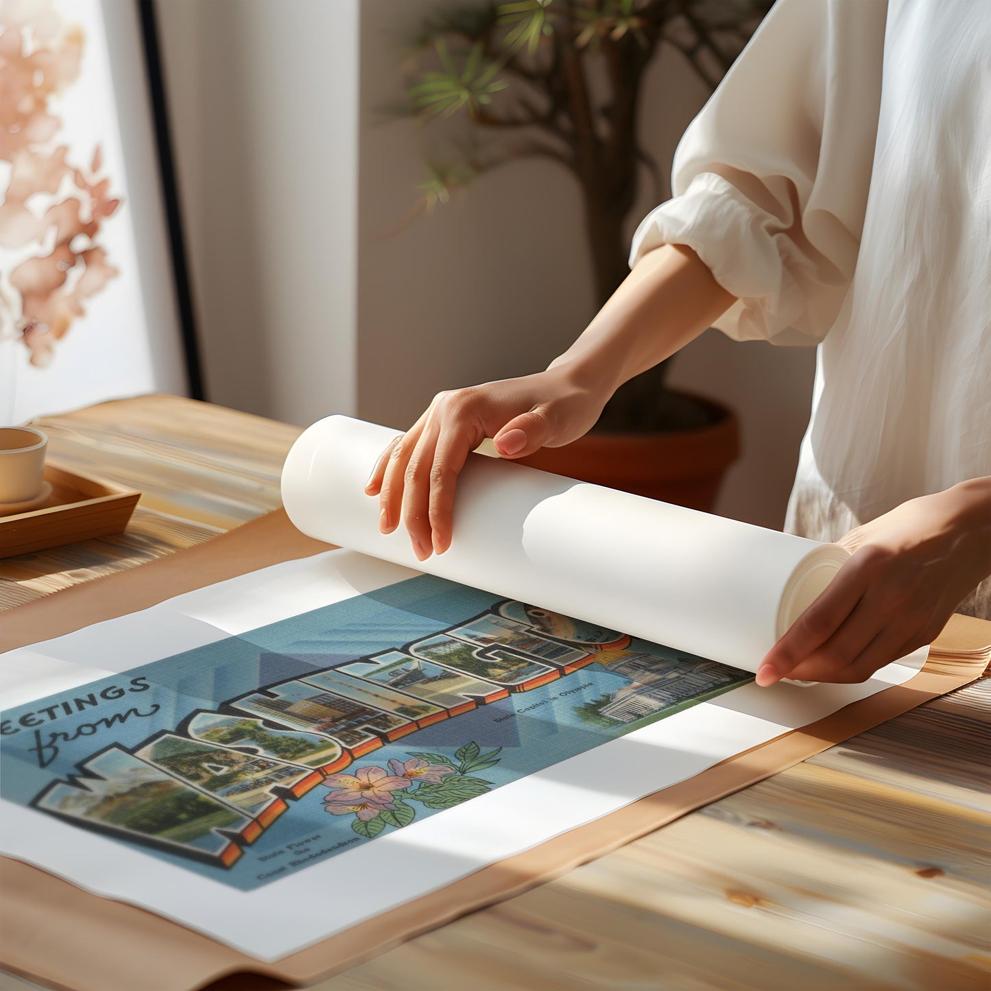 Greetings from Washington Vintage Large Letter Postcard: Fine Art Paper Print