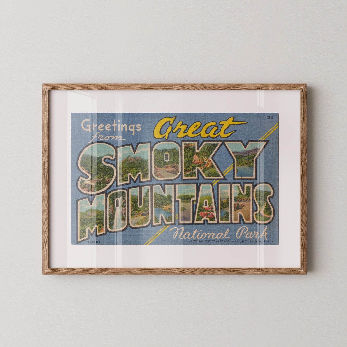 Greetings from Great Smoky Mountains Vintage Large Postcard: Fine Art Paper Print