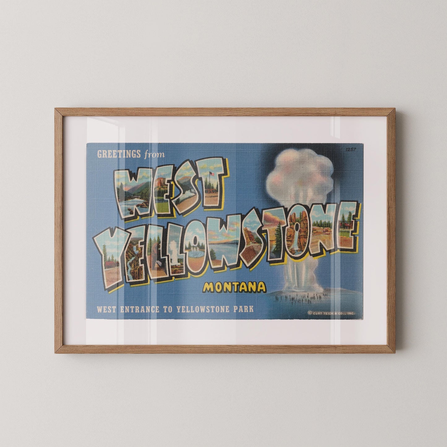 Greetings from West Yellowstone Vintage Large Letter Postcard : Fine Art Paper Print