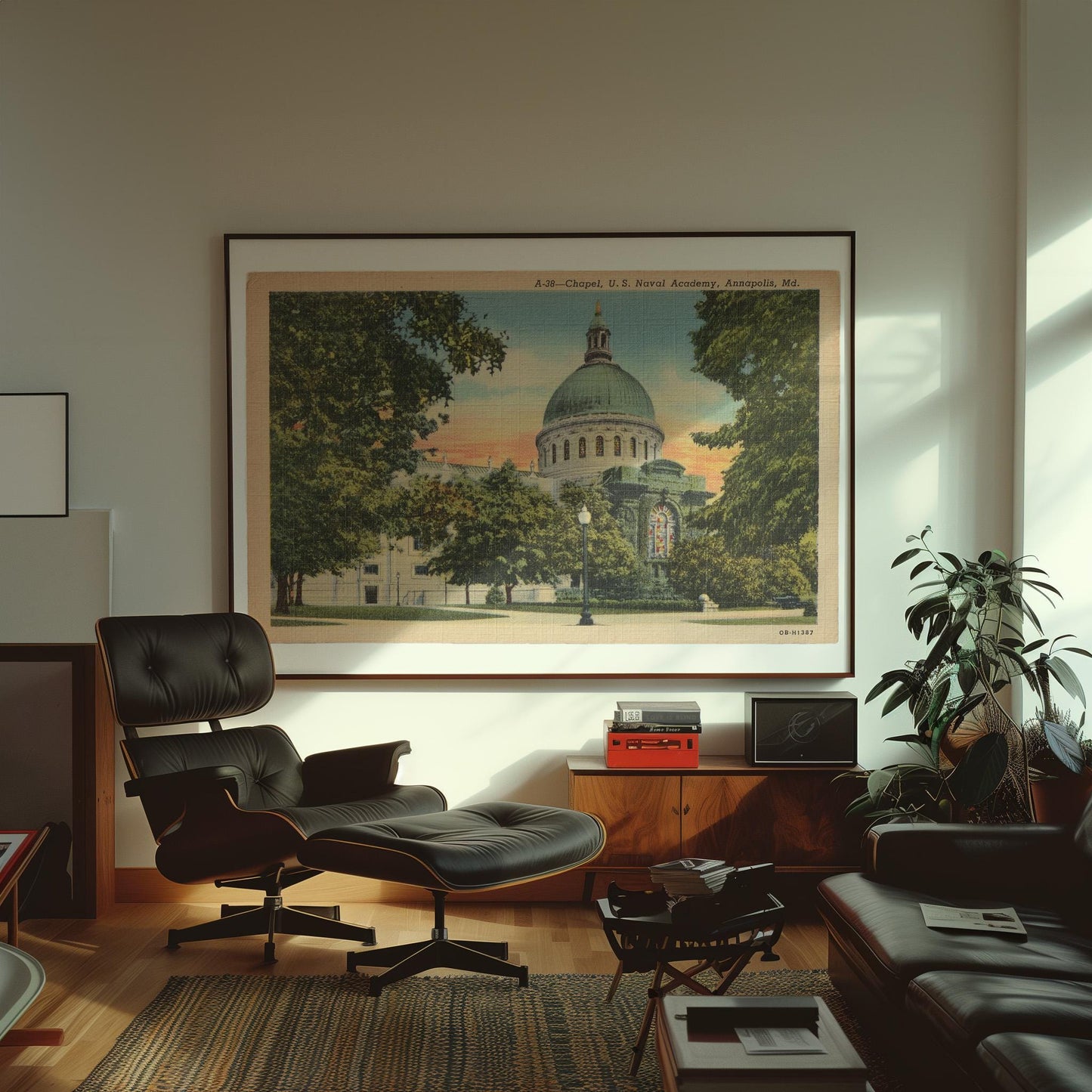 Naval Academy Chapel Annapolis Maryland Vintage Illustration Postcard: Canvas Print