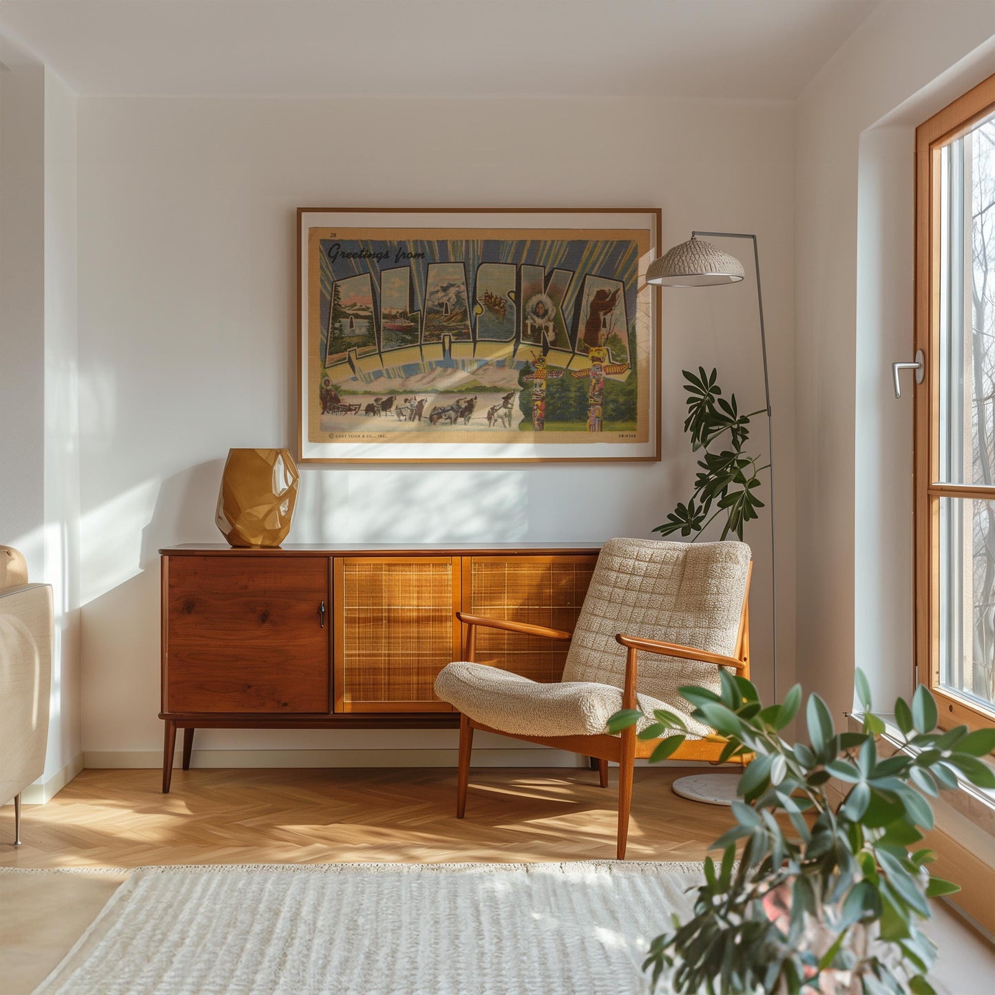 Greetings from Alaska Vintage Large Letter Postcard : Canvas Print