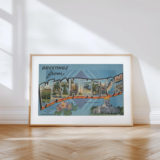 Greetings from Washington Vintage Large Letter Postcard: Canvas Print