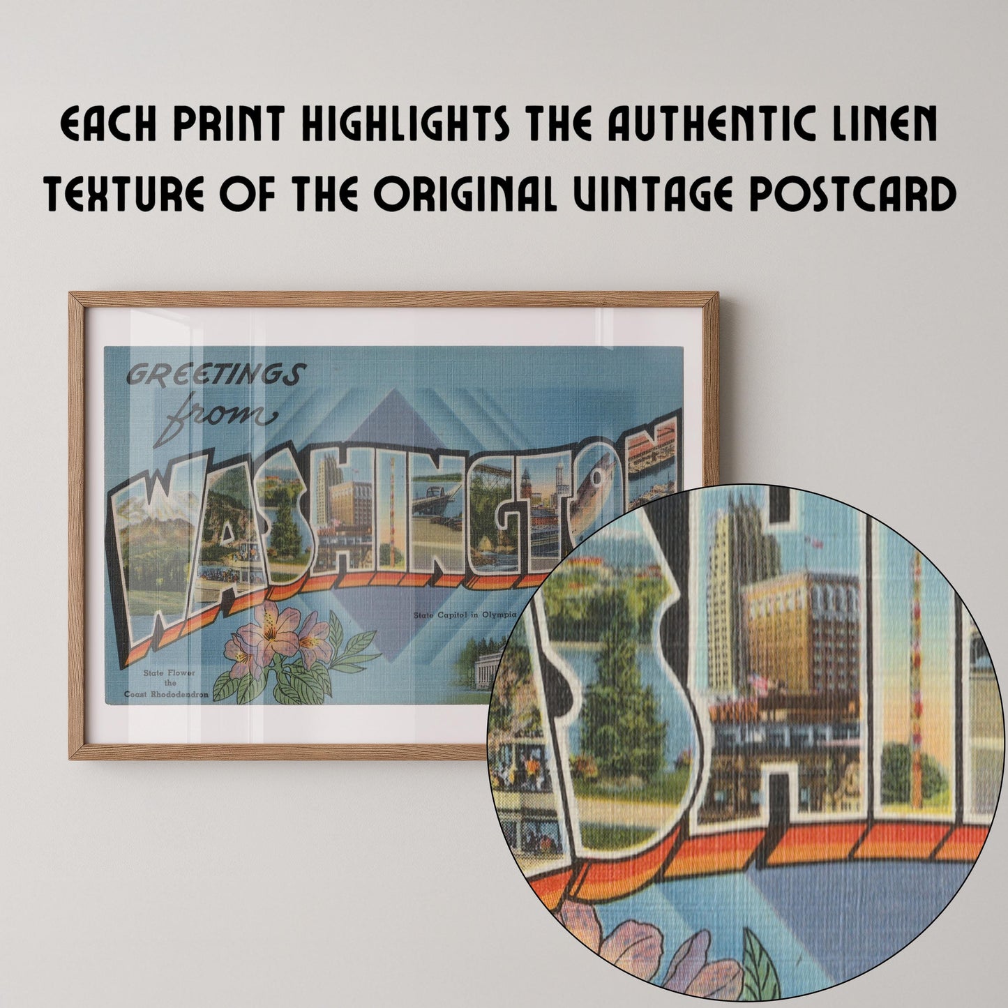 Greetings from Washington Vintage Large Letter Postcard: Fine Art Paper Print