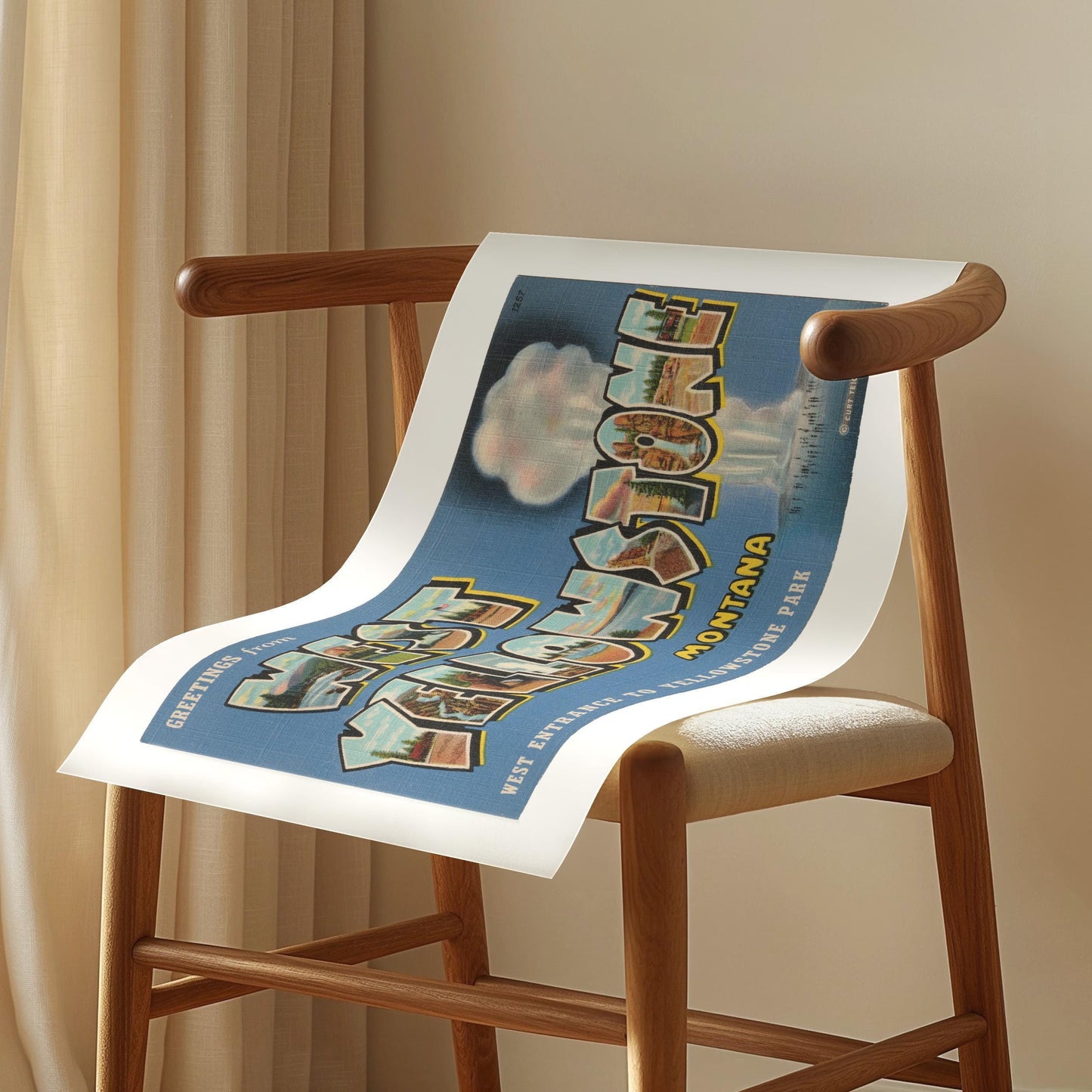 Greetings from West Yellowstone Vintage Large Letter Postcard : Fine Art Paper Print