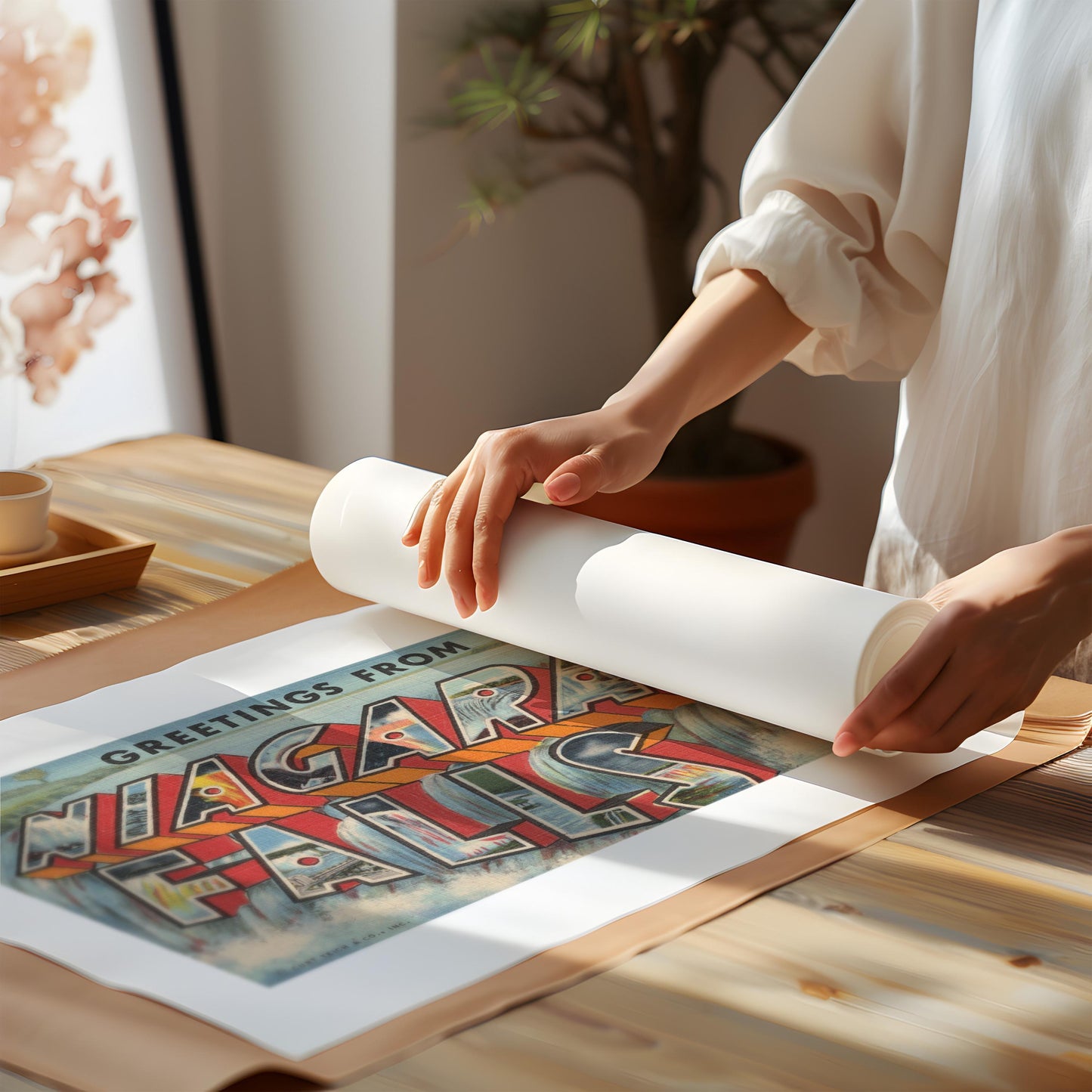 Greetings from Niagara Falls Vintage Large Letter Postcard: Fine Art Paper Print