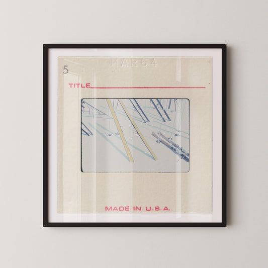 The image is a framed artwork depicting a scene with various objects, including a boat and a person. The artwork is titled "MAR54" and "TITLE" and is described as "MADE IN U.S.A."