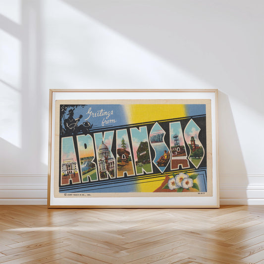 Greetings from Arkansas Large Letter Vintage Postcard : Canvas Print