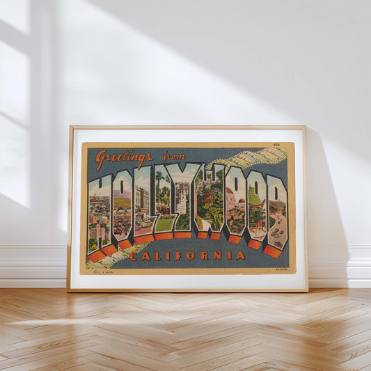 Hollywood Canvas Print, Greetings from Hollywood, Retro Hollywood Decor, Vintage Hollywood, Retro Wall Art, Vintage Decor