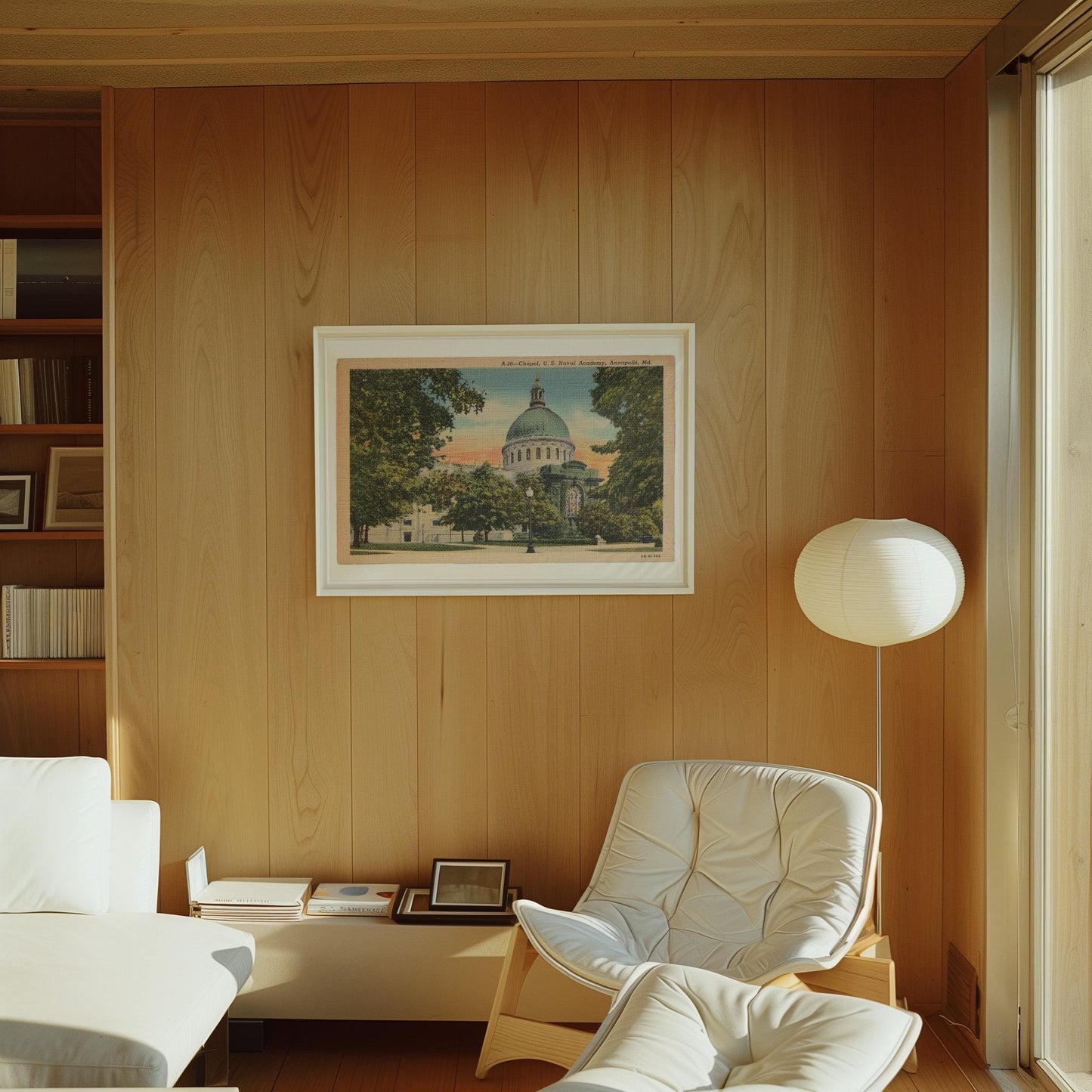 Naval Academy Chapel Annapolis Maryland Vintage Illustration Postcard: Canvas Print