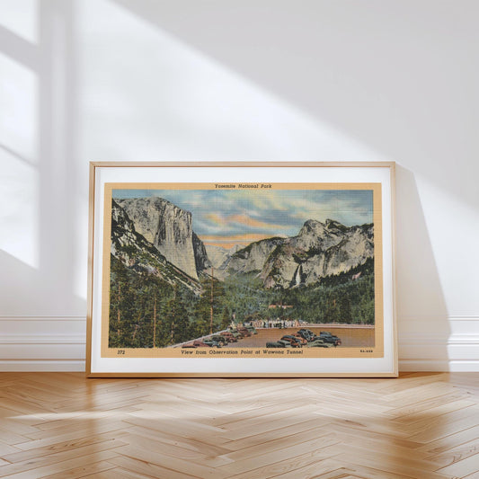 Yosemite National Park View From Wawona Tunnel Vintage Landscape Postcard: Canvas Print