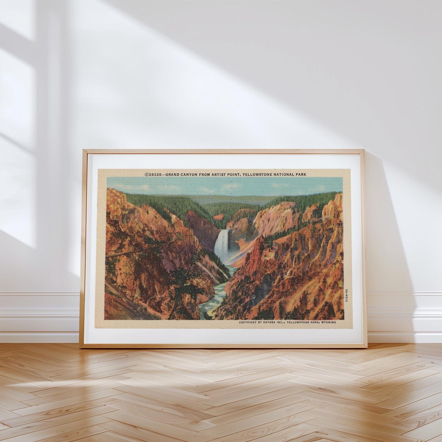 Yellowstone National Park Grand Canyon Vintage Postcard : Canvas Print