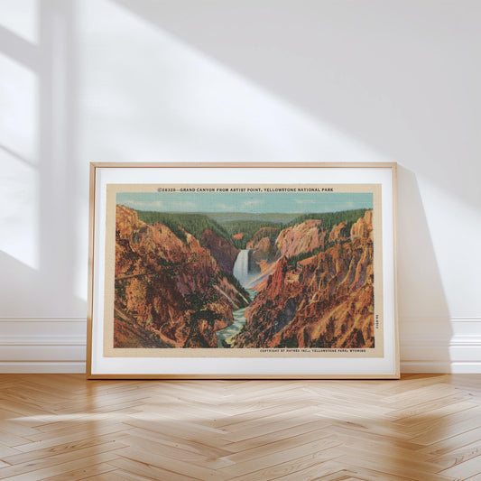 Yellowstone National Park Grand Canyon Vintage Postcard : Canvas Print