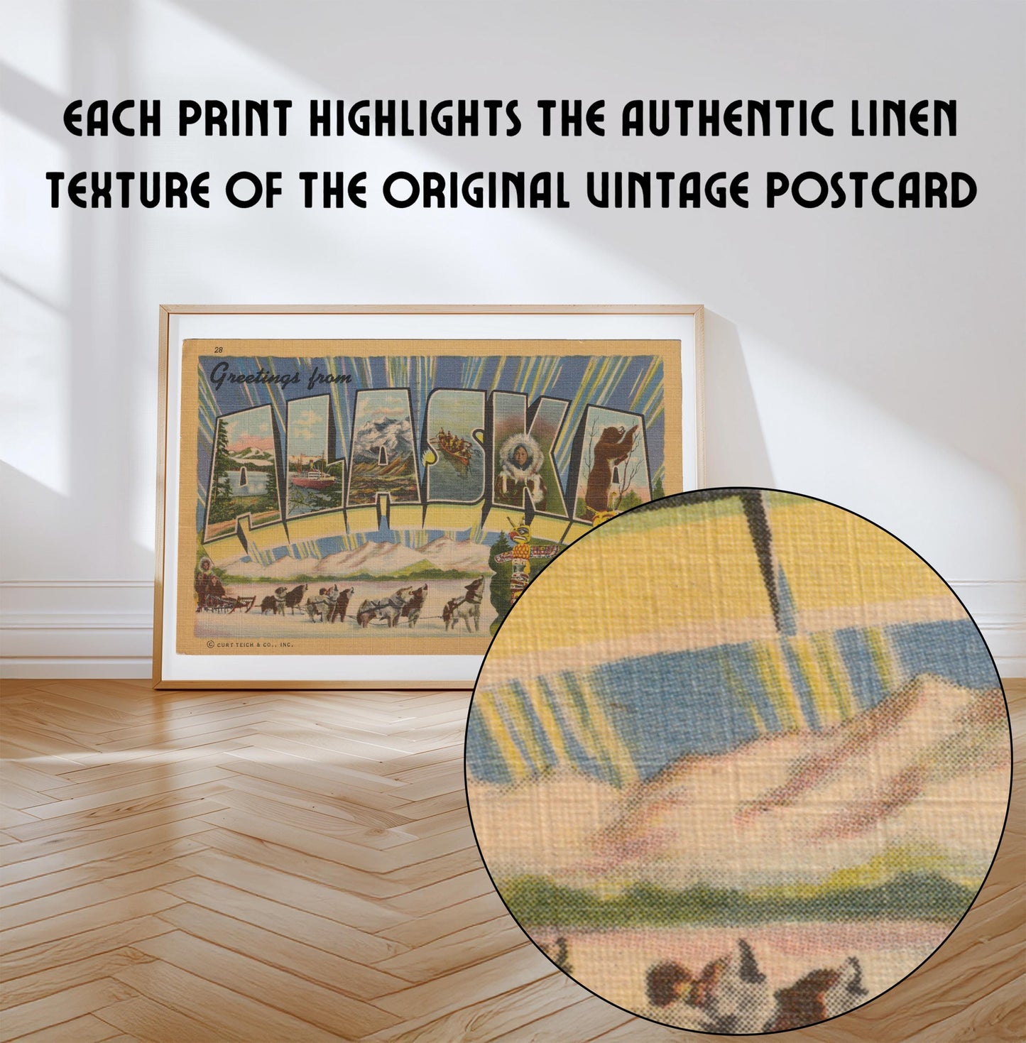 Greetings from Alaska Vintage Large Letter Postcard : Canvas Print