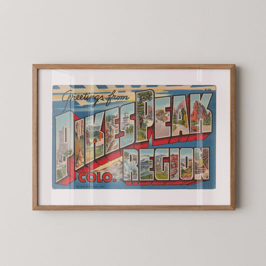 Greetings from Pikes Peak Vintage Large Letter Postcard: Fine Art Paper Print
