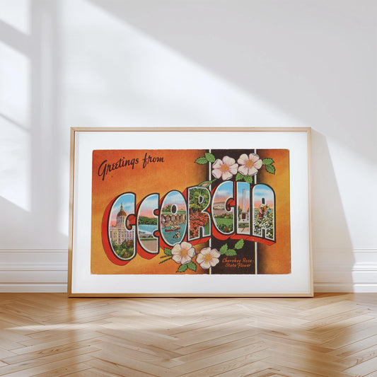 Georgia Canvas Print, Greetings from Georgia, Retro Georgia Decor, Vintage Georgia, Retro Wall Art,  Georgia Poster
