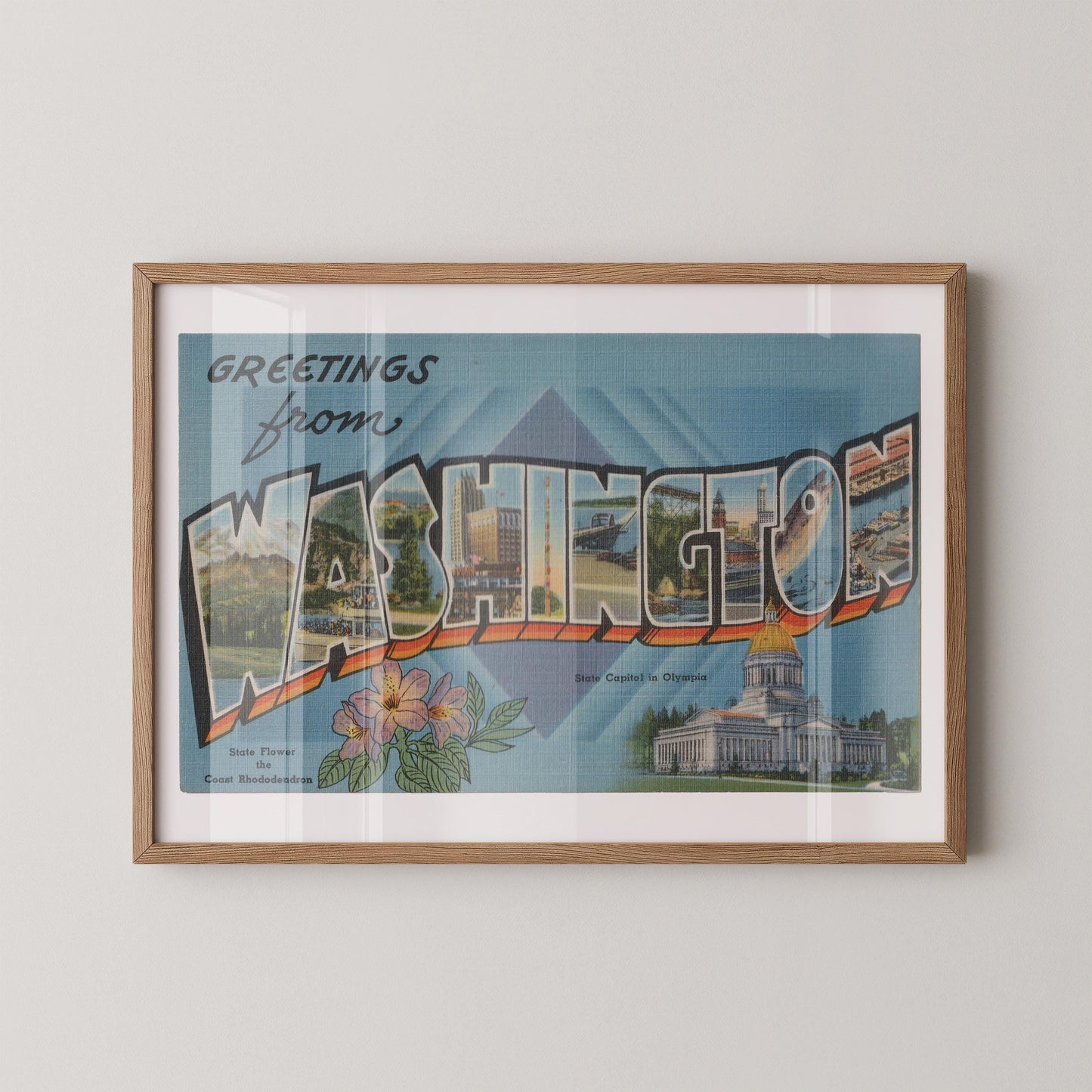 Greetings from Washington Vintage Large Letter Postcard: Fine Art Paper Print