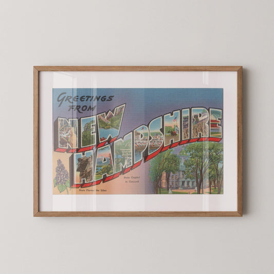 Greetings from New Hampshire Vintage Large Letter Postcard: Fine Art Paper Print