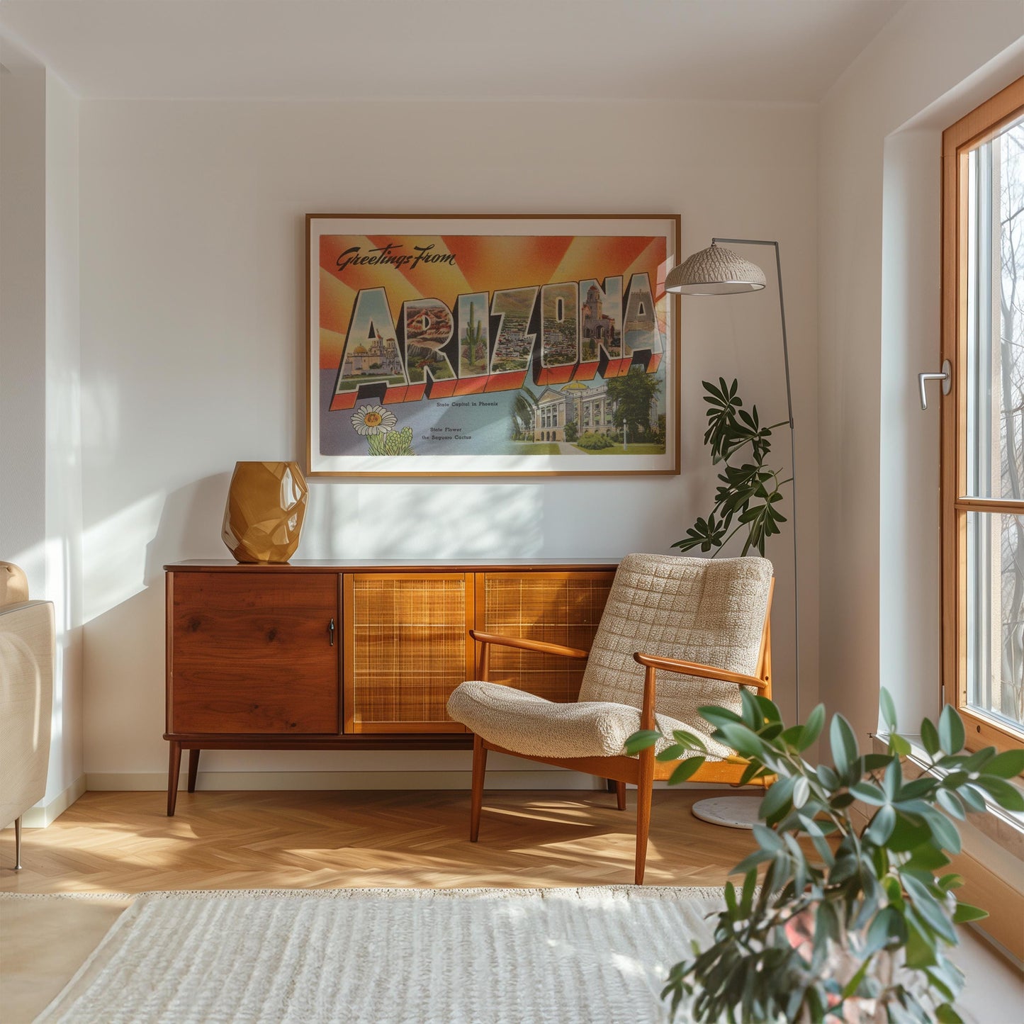 Greetings from Arizona Vintage Large Letter Postcard : Canvas Print