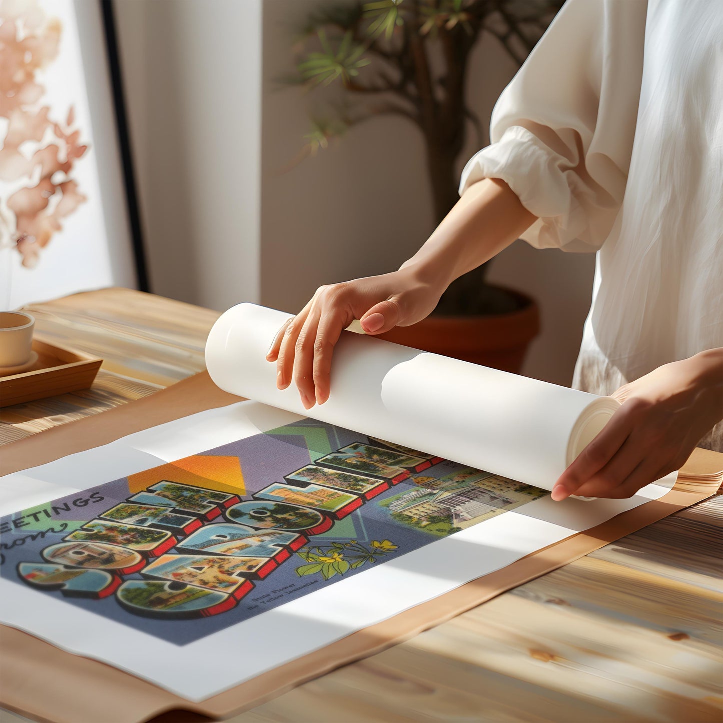 Greetings from South Carolina Vintage Large Letter Postcard: Fine Art Paper Print