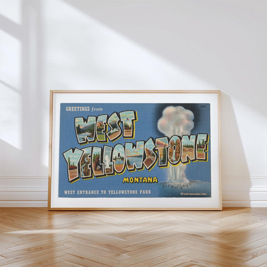 Greetings from West Yellowstone Vintage Large Letter Postcard : Canvas Print