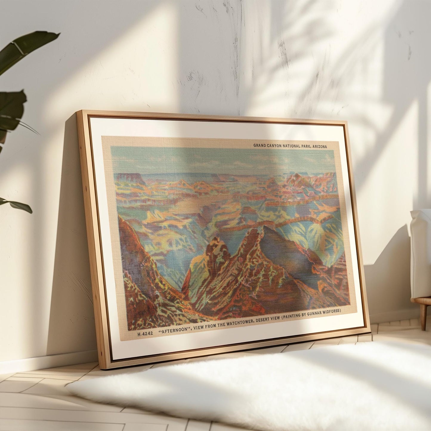 Grand Canyon Landscape Vintage Postcard : Canvas Print