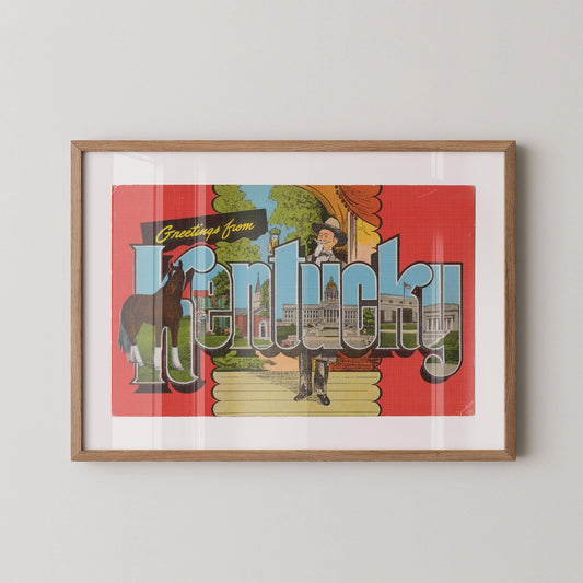 Greetings from Kentucky Large Letter Vintage Postcard : Fine Art Paper Print