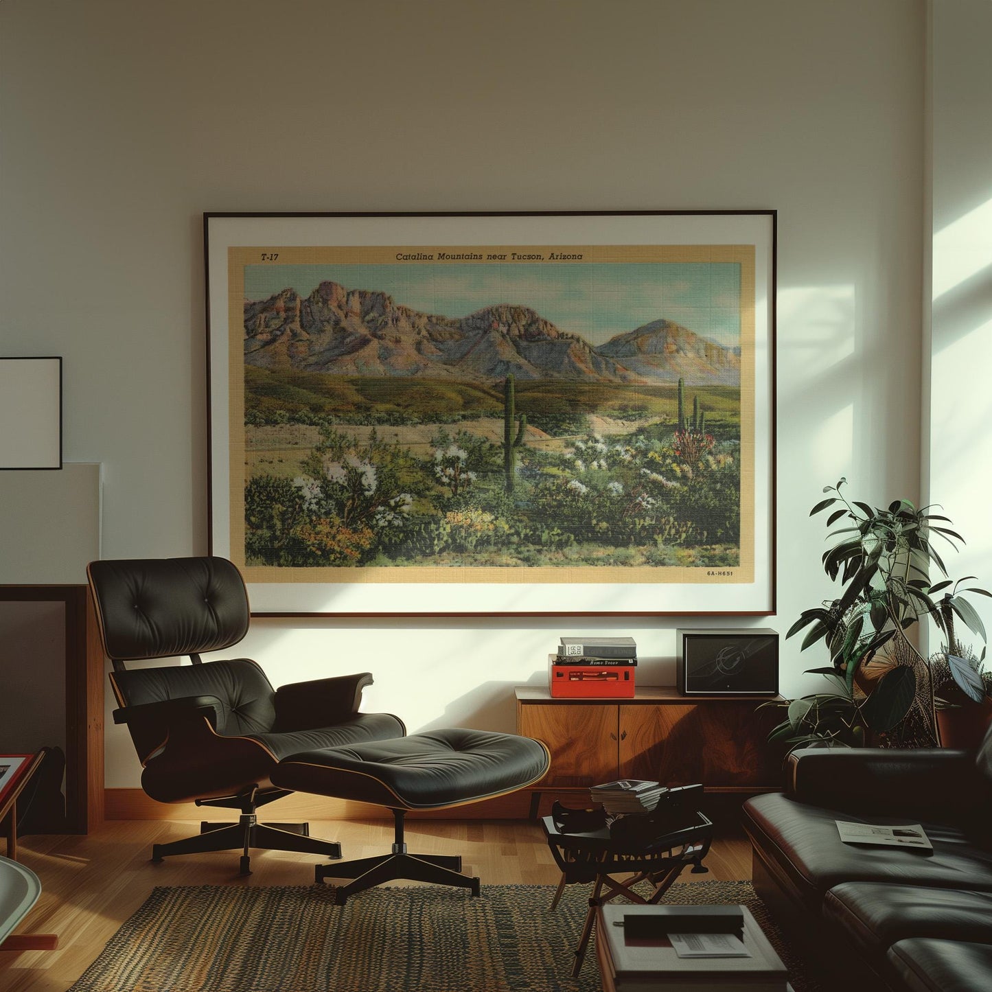 Desert Mountains Vintage Postcard : Canvas Print