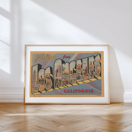 Greetings from Los Angeles Vintage Large Letter Postcard : Canvas Print