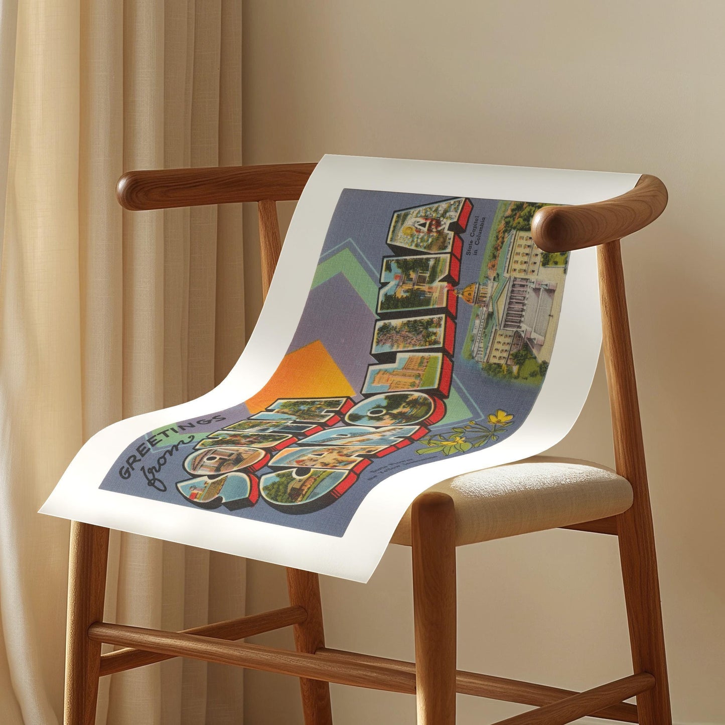 Greetings from South Carolina Vintage Large Letter Postcard: Fine Art Paper Print