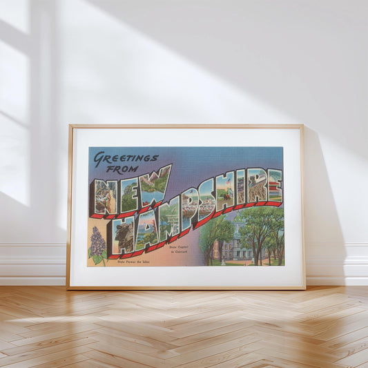 Greetings from New Hampshire Vintage Large Letter Postcard: Canvas Print