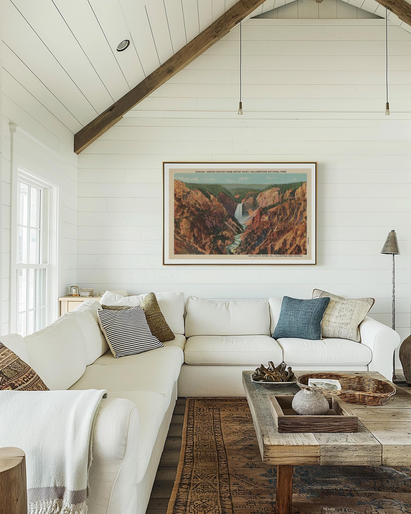 Yellowstone National Park Grand Canyon Vintage Postcard : Canvas Print