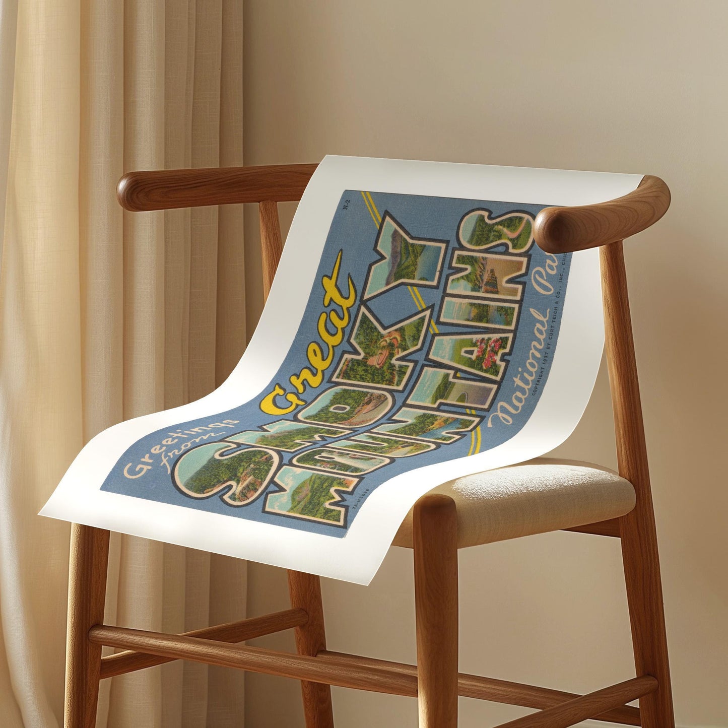 Greetings from Great Smoky Mountains Vintage Large Postcard: Fine Art Paper Print