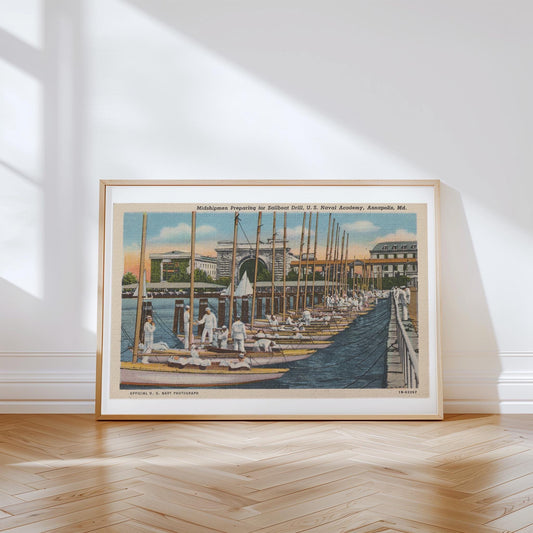 Annapolis Maryland Midshipmen Prepping Sailboats at the US Naval Academy Postcard : Canvas Print