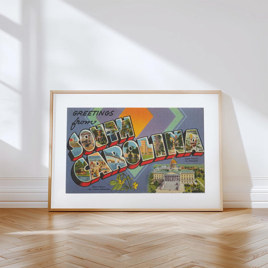 Greetings from South Carolina Vintage Large Letter Postcard: Canvas Print