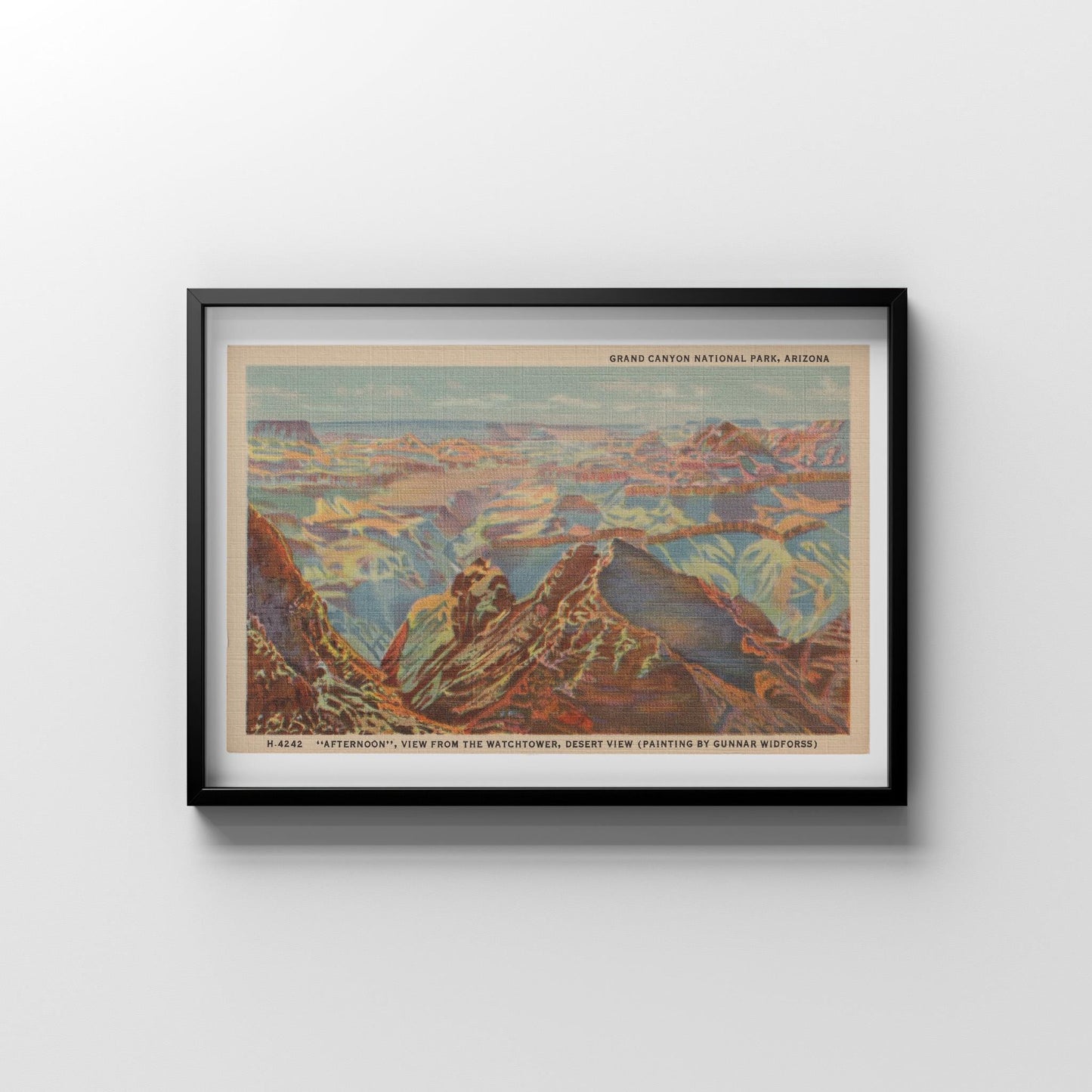 Grand Canyon Landscape Vintage Postcard : Canvas Print