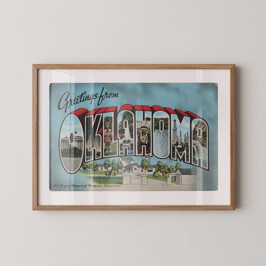 Greetings from Oklahoma Vintage Large Letter Postcard: Fine Art Print