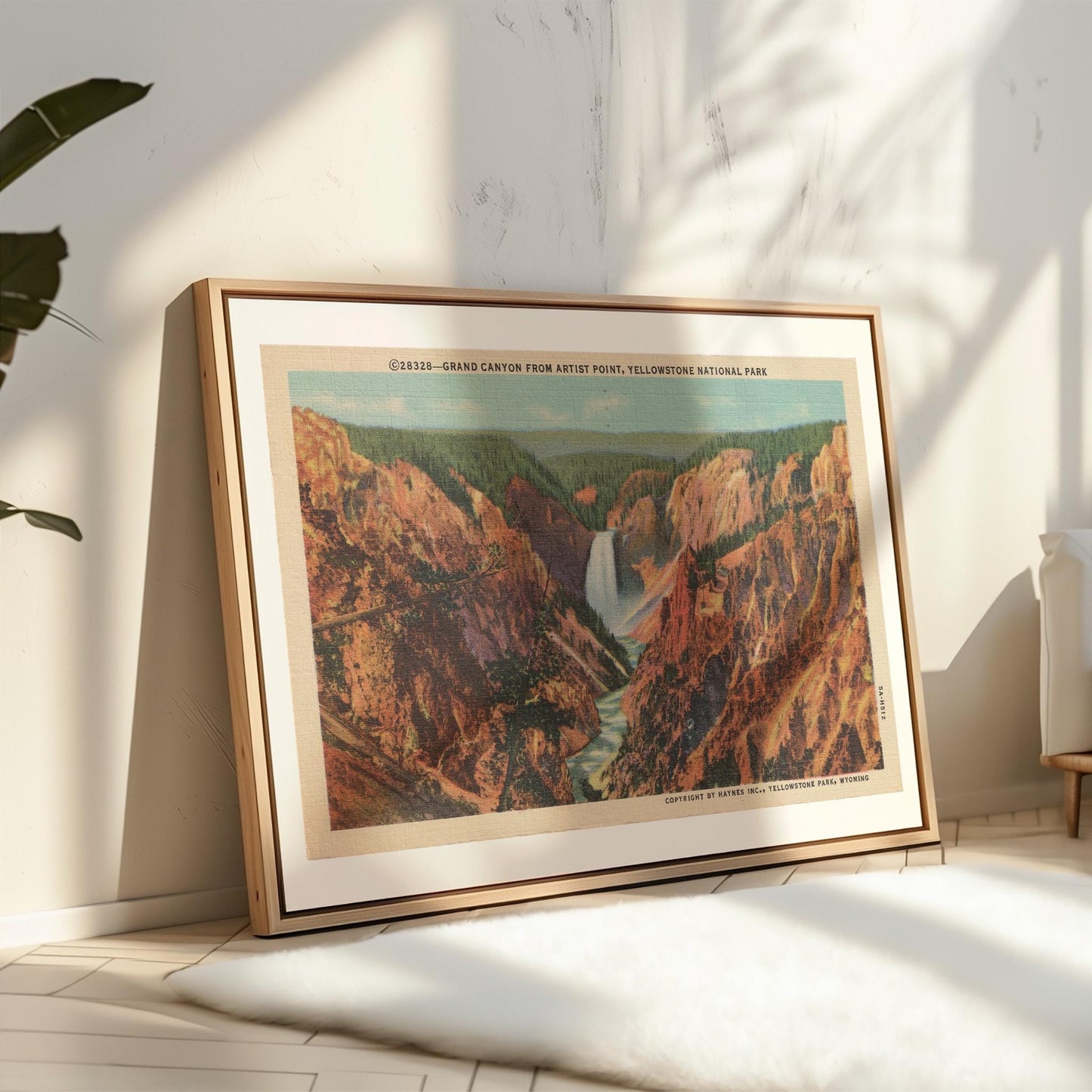 Yellowstone National Park Grand Canyon Vintage Postcard : Canvas Print